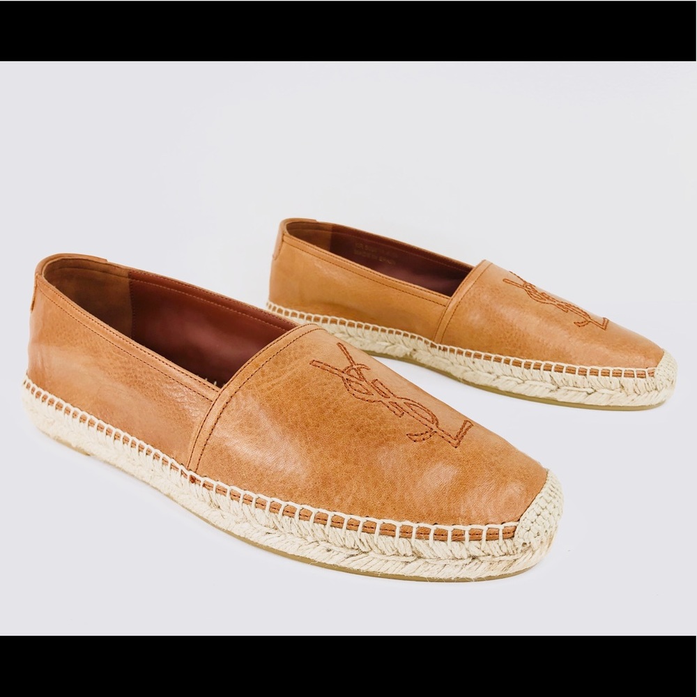 SAINT LAURENT Monogram YSL Espadrille Flats 41.5